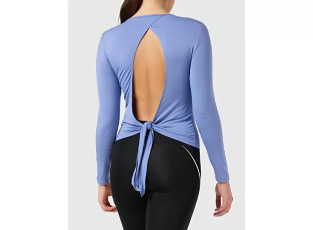 AMAZON BRAND - AURIQUE WOMEN'S LONG SLEEVE SUPER SOFT SPORTS TOP, BLUE (COLONY BLUE), 10, LABEL:S
