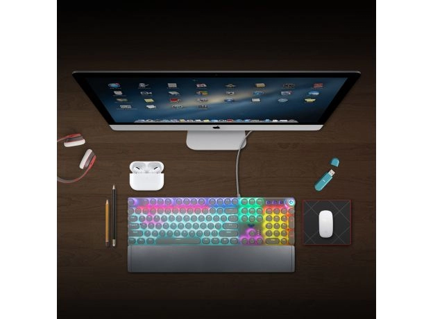 2022 WHITE MECHANICAL KEYBOARD 104 KEYS BACKLIT GAMING KEYBOARDS FOR COMPUTER