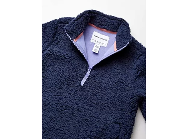 QUARTER-ZIP HIGH-PILE POLAR FLEECE JACKET WASHED NAVY, XS (4-5)