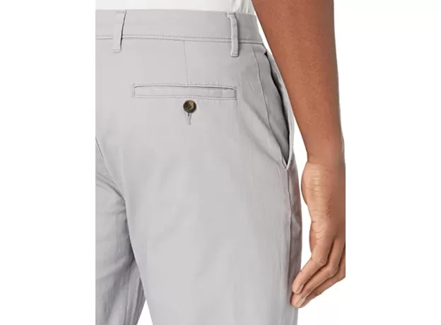 AMAZON ESSENTIALS MEN'S STRAIGHT-FIT CASUAL STRETCH KHAKI, LIGHT GREY, 33W X 32L
