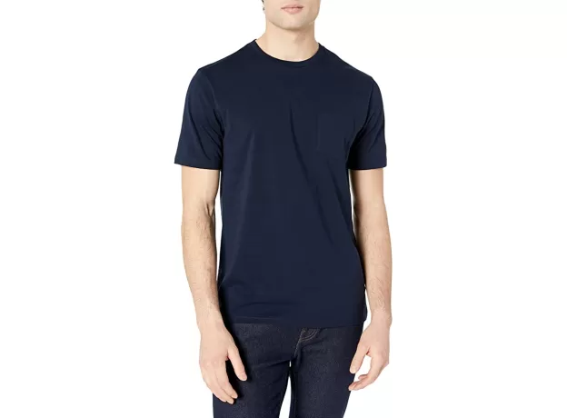 SLIM-FIT CREW POCKET T-SHIRT, LIGHT BLUE/DARK NAVY, S