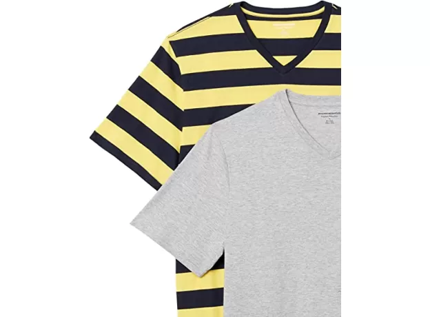 LOOSE-FIT V-NECK T-SHIRT, YELLOW AND NAVY RUGBY