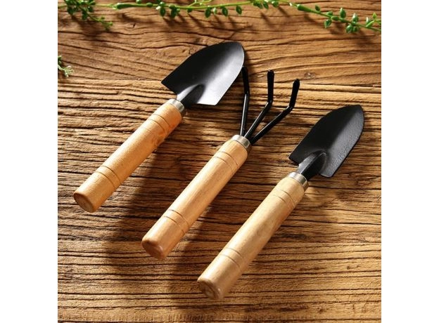 3PCS MINI GARDEN SHOVEL RAKE SPADE ERRAMIENTAS BONSAI TOOLS SET