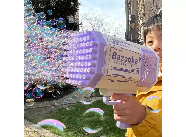 BUBBLE GUN ROCKET 69 HOLES SOAP BUBBLES MACHINE GUN SHAPE AUTOMATIC BLOWER WITH LIGHT