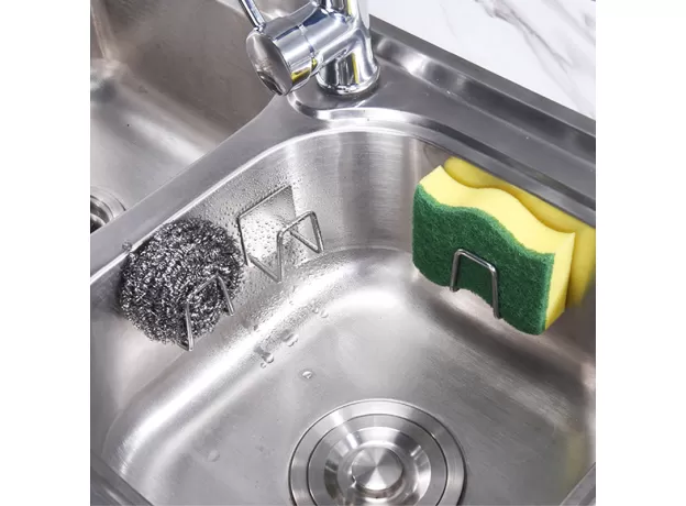 KITCHEN STAINLESS STEEL SINK SPONGES HOLDER SELF ADHESIVE DRAIN DRYING RACK KITCHEN WALL HOOKS ACCESSORIES STORAGE ORGANIZER