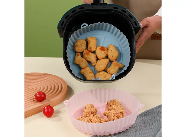 SILICONE AIR FRYER ACCESSORIES REUSABLE BAKING BASKET HEAT RESISTANT AIR FRYER POT