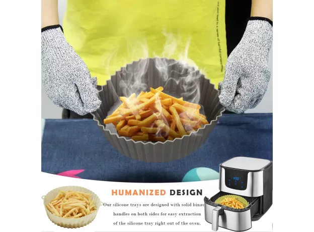 SILICONE AIR FRYER ACCESSORIES REUSABLE BAKING BASKET HEAT RESISTANT AIR FRYER POT