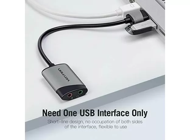 VENTION EXTERNAL USB SOUND CARD, 3.5MM USB ADAPTER AUDIO ADAPTER CARD CONNECTION