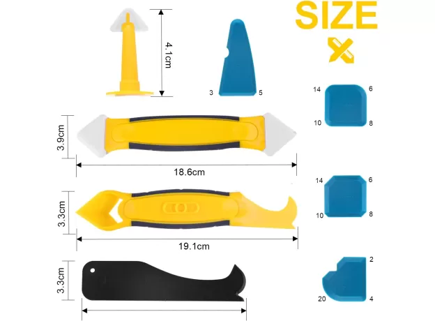 SILICONE REMOVER & SILICONE JOINTING TOOL, MULTIFUNCTIONAL 8 IN 1 PROFESSIONAL SILICONE TOOL SCRAPER SET FOR KITCHEN BATHROOM FLOOR