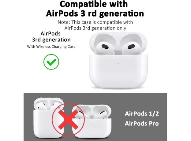 AIMTEL CASE COMPATIBLE WITH AIRPODS 3 CASE,PREMIUM SILICONE PROTECTIVE CASE WITH KEYCHAIN AIRPOD 3 CASE COVER COMPATIBLE FOR APPLE AIRPODS 3RD GENERATION 2021 SUPPORT WIRELESS CHARGING