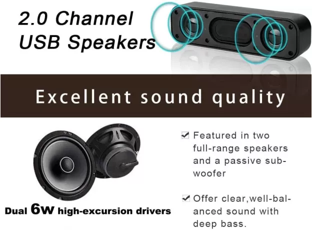 USB POWERED SOUNDBAR DESKTOP SPEAKER WIRED COMPUTER SOUND BOX FOR TV PC