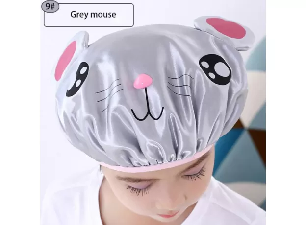 SHOWER CAP DOUBLE LAYER WATERPROOF SATIN WASHING CAP CHILDREN'S BATH CAP