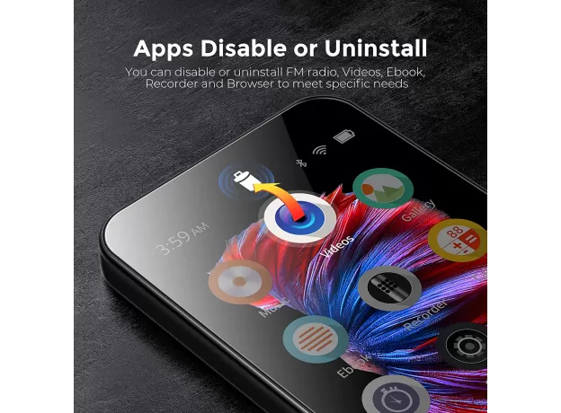 WIFI MP3 PLAYER WITH BLUETOOTH, TIMMKOO 4.0" FULL TOUCH SCREEN MP3 MP4 PLAYER WITH WIFI TRANSFER, PORTABLE HIFI SOUND WALKMAN DIGITAL MUSIC PLAYER WITH FM RADIO,RECORDER
