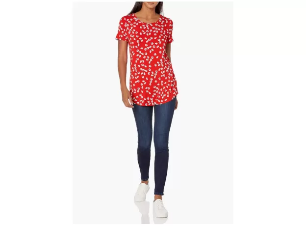 AMAZON ESSENTIALS WOMEN'S SHORT-SLEEVE SCOOPNECK TUNIC, SMALL