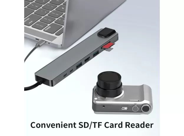 USB TYPE C DOCKING STATION USB C HUB 3.0 ADAPTER 8 IN 1 HDMI SD/TF CARD READER FOR MACBOOK AIR IPAD LAPTOP COMPUTER PERIPHERALS
