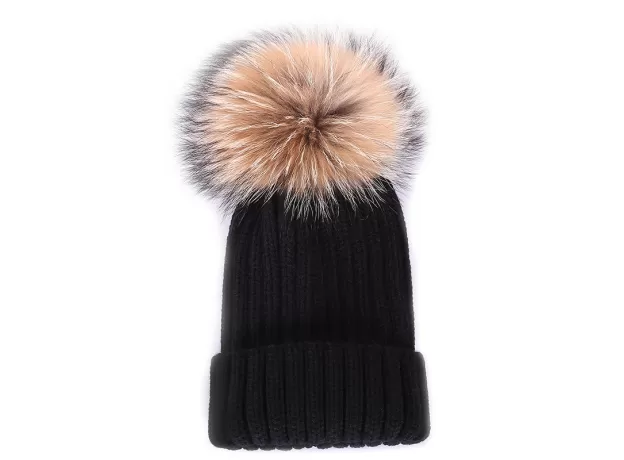 WINTER HAT FEMALE KOREAN KNITTING WOOL LARGE CHILDREN'S PARENT-CHILD TIDE FOX RACCOON FUR FUR BALL CAP