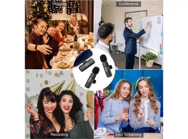 WIRELESS LAVALIER MICROPHONE MIC FOR APPLE PHONE IPHONE IPAD VLOG LIVE STREAM(TWO MICROPHONES)