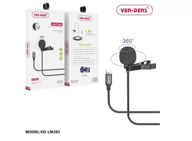 VEN-DENS VD-LM202 8PIN CONNECTOR FOR IPHONE LAVALIER MICROPHONE