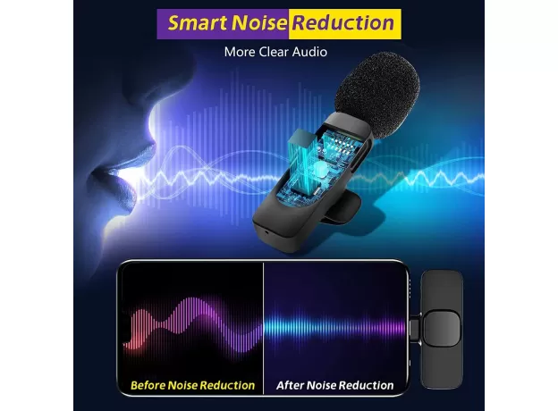 WIRELESS LAVALIER MICROPHONE MIC FOR APPLE PHONE IPHONE IPAD VLOG LIVE STREAM(TWO MICROPHONES)