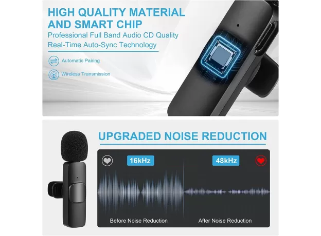 WIRELESS LAVALIER MICROPHONE MIC FOR APPLE PHONE IPHONE IPAD VLOG LIVE STREAM(TWO MICROPHONES)