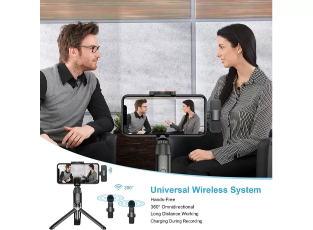 WIRELESS LAVALIER MICROPHONE MIC FOR APPLE PHONE IPHONE IPAD VLOG LIVE STREAM(TWO MICROPHONES)