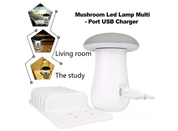 MULTI PORT QUICK CHARGER 5V 2.1A MUSHROOM LAMP QC 3.0 CHARGE FOR SMART PHONE LED LAMP USB CHARGING STATION