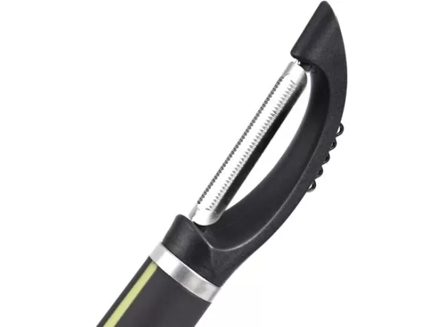 AMAZON BASICS 2-PIECE PEELER SET WITH A SOFT GRIP HANDLE GREY AND GREEN