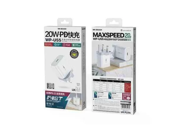 WK WP-U55 MAX 20W MAXSPEED PD FAST CHARGER (UK PLUG)