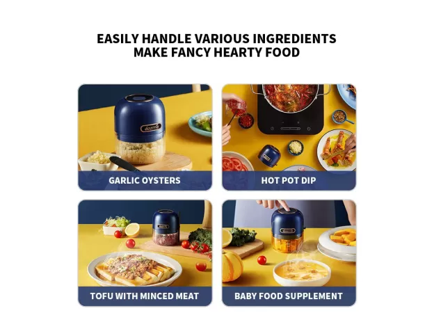 DEERMA ELECTRIC GARLIC FOOD VEGETABLE CHOPPER SQUEEZER MEAT GRINDER WIRELESS MINI CRUSHED