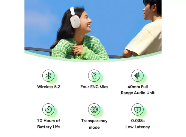 BASEUS H1 ANC BLUETOOTH 5.2 HEADSETS WIRELESS HEADPHONES, 40DB ACTIVE NOISE CANCELLATION