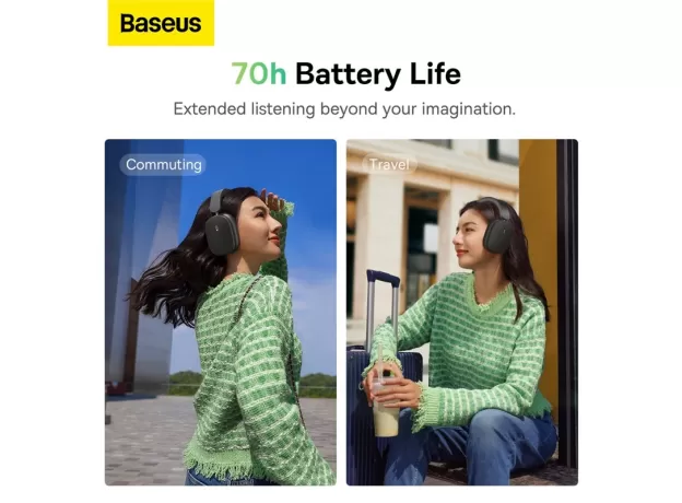 BASEUS H1 ANC BLUETOOTH 5.2 HEADSETS WIRELESS HEADPHONES, 40DB ACTIVE NOISE CANCELLATION