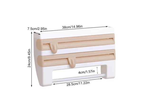 ADOREHOUSE PAPER TOWEL HOLDER SAUCE BOTTLE RACK KITCHEN ORGANIZER 4 IN 1 CLING FILM CUTTING HOLDER