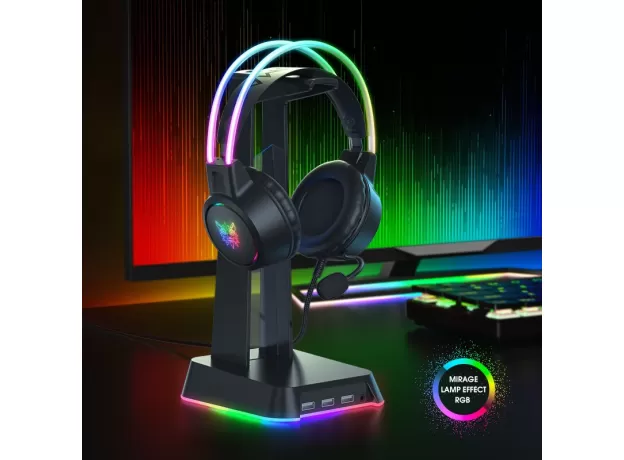 ONIKUMA WIRED HEADPHONES FOR WOMENS RGB DYNAMIC LIGHTING HEAD BEAM LIGHTWEIGHT GAMING HEADSET