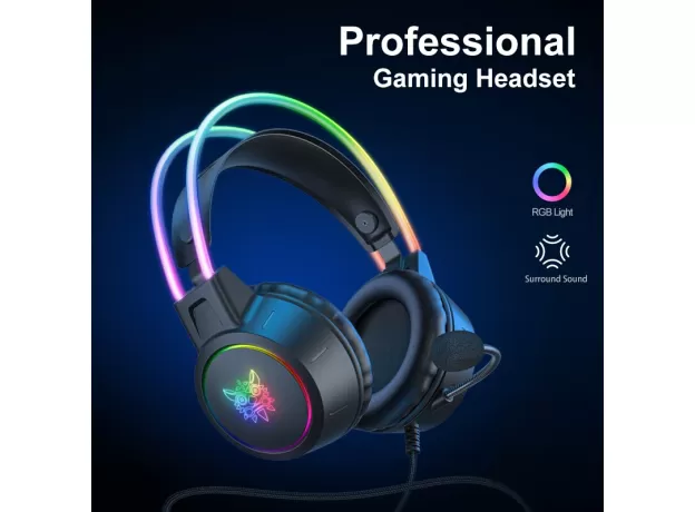 ONIKUMA WIRED HEADPHONES FOR WOMENS RGB DYNAMIC LIGHTING HEAD BEAM LIGHTWEIGHT GAMING HEADSET