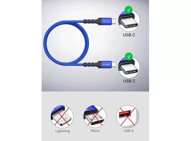 JSAUX USB C TO USB C TYPE C FASTING CHARGING CABLE 10FT [100W 20V/5A] NOTE 2 S22