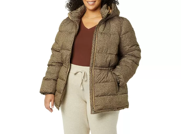 AMAZON ESSENTIALS WOMEN'S HEAVYWEIGHT PUFFER JACKET WITH DRAWSTRING WAIST, CAMEL