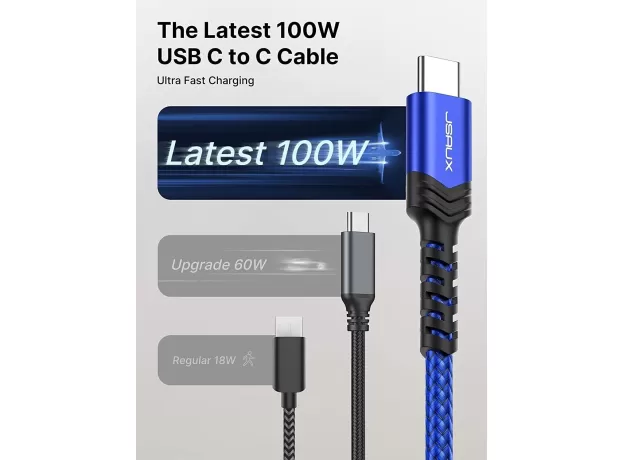 JSAUX USB C TO USB C TYPE C FASTING CHARGING CABLE 10FT [100W 20V/5A] NOTE 2 S22