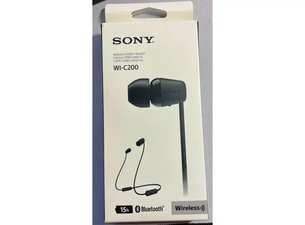 SONY WI-C200 WIRELESS BLUETOOTH HEADPHONES WITH MIC, UP TO 15H BATTERY LIFE