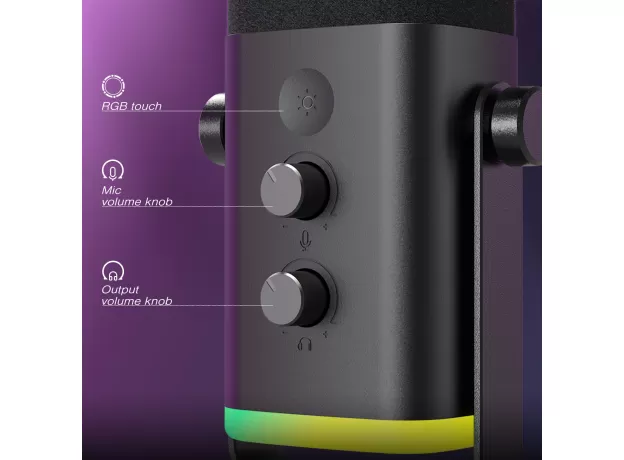 FIFINE USB/XLR DYNAMIC MICROPHONE WITH TOUCH MUTE BUTTON,HEADPHONE JACK,I/O CONTROLS