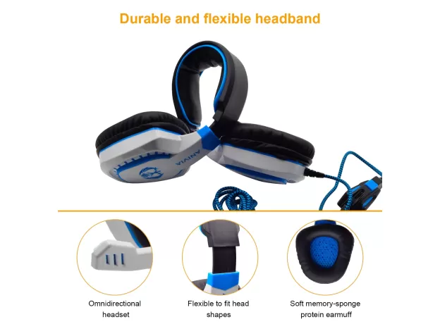 GAMING HEADSET NOISE ISOLATING OVER EAR HEADPHONES WITH MIC, VOLUME CONTROL, BASS SURROUND
