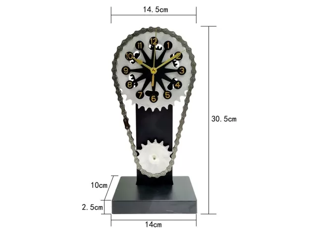 VINTAGE MECHANICAL WIND CHAIN GEAR CLOCK, DECORATIVE METAL BLOCK TIMING CHAIN CLOCK