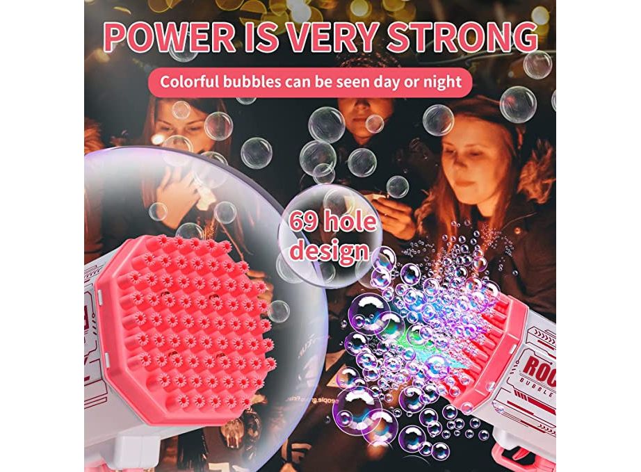 Bubble Gun Rocket 69 Holes Soap Bubbles Machine Christmas Gift Gun Shape  Automat