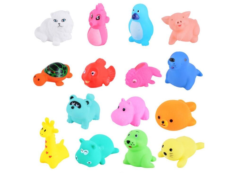 13 Pcs Cute Animals Swimming Water Toys Colorful Soft Rubber Float ...